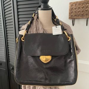 Prada “Pattina” black leather bag *Authentic*